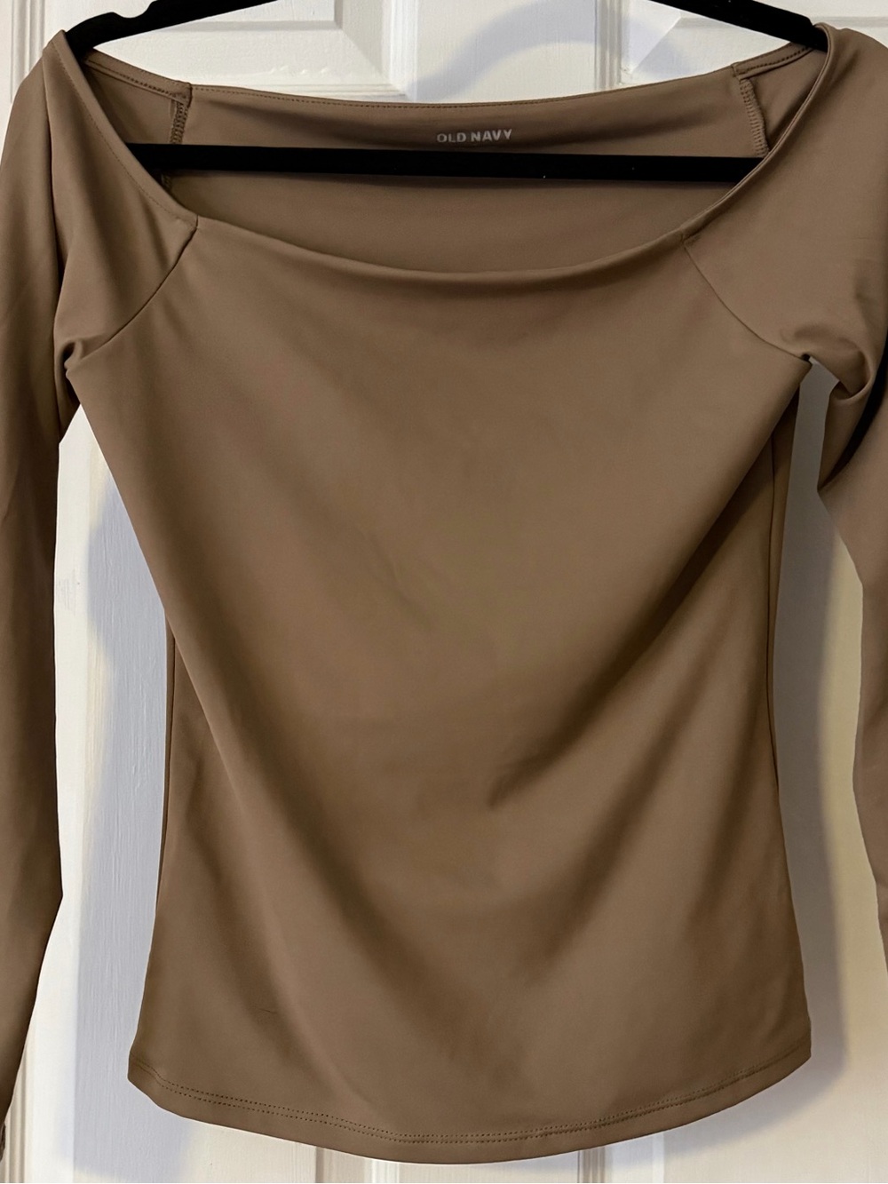 Old Navy Tan Crewneck Top with Printed Logo